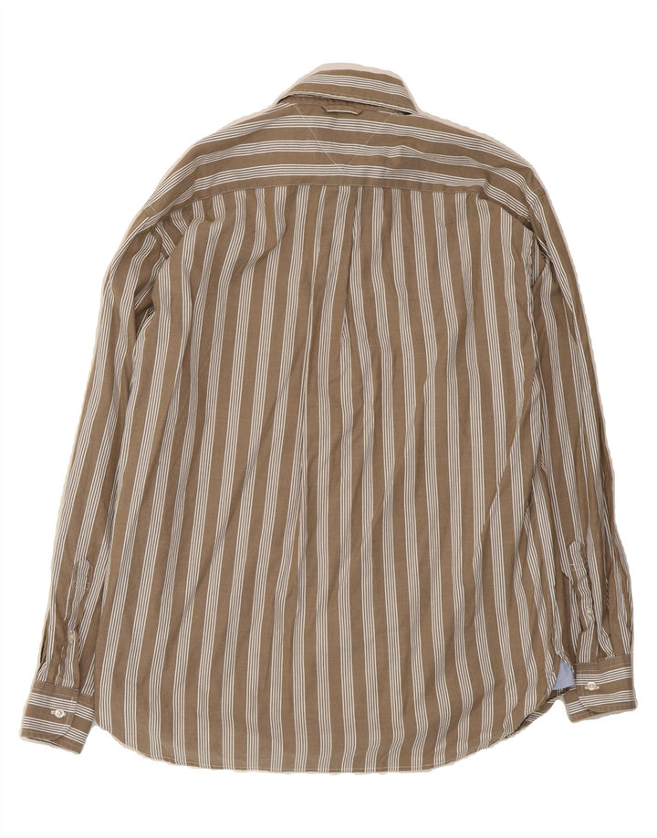 TOMMY HILFIGER Mens Shirt Medium Grey Striped Cotton Vintage Tommy Hilfiger and Second-Hand Tommy Hilfiger from Messina Hembry 