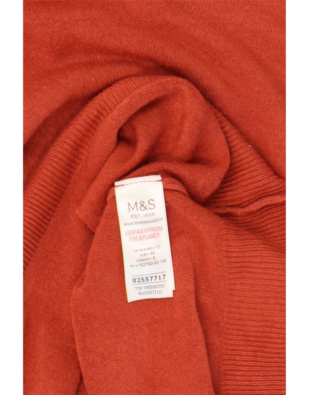 Suéter feminino Marks & Spencer com gola redonda Reino Unido 12 acrílico laranja médio