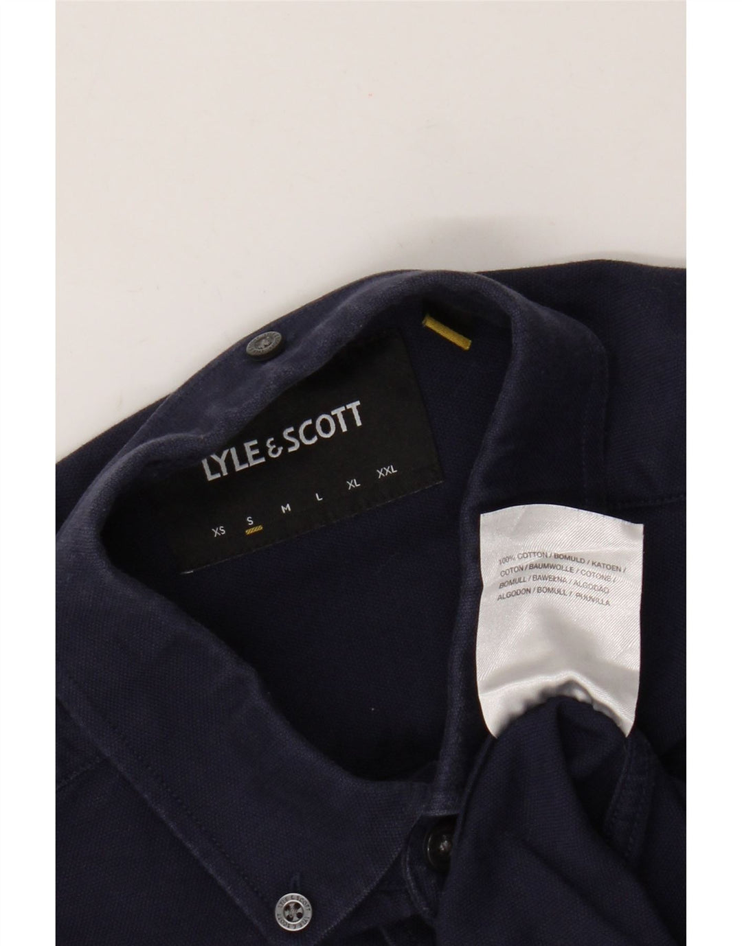 Camisa masculina Lyle & Scott pequena azul marinho algodão