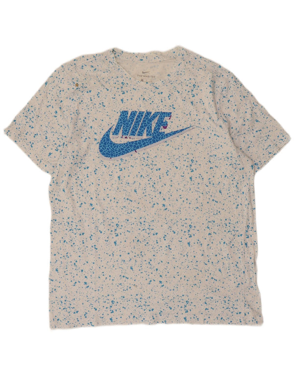 Camiseta gráfica masculina Nike grande algodão manchado branco