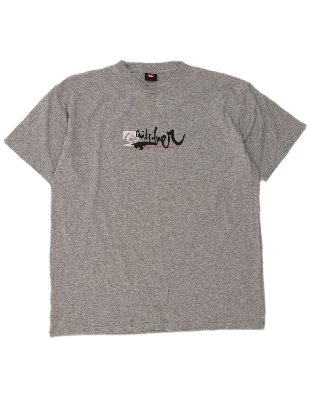 Camiseta masculina Quiksilver com estampa gráfica grande cinza