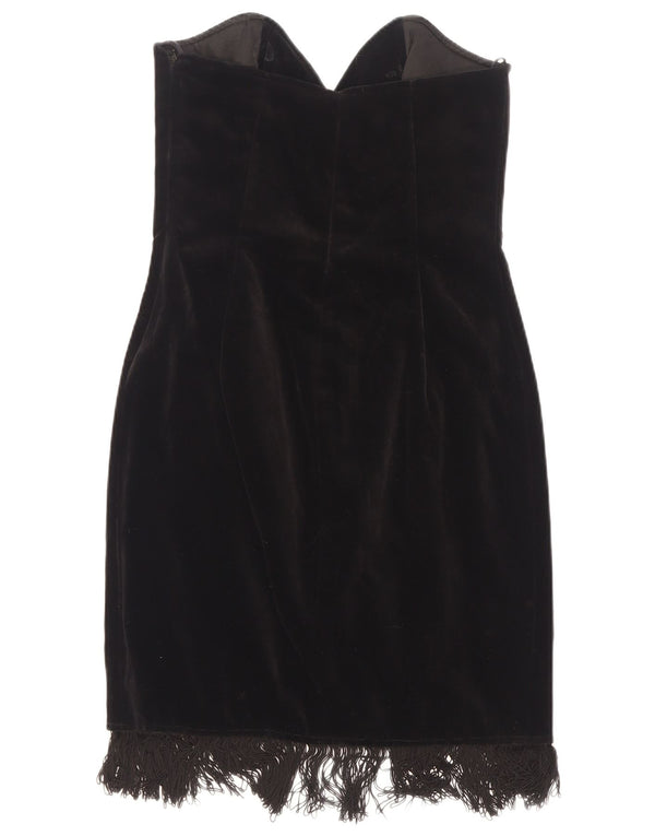 Vintage Womens Velvet Strapless Dress IT 46 Large  Black Cotton