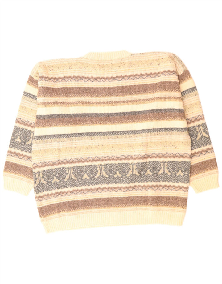 ST. Suéter masculino BERNARD com gola redonda tamanho 44/46 XL bege Fair Isle