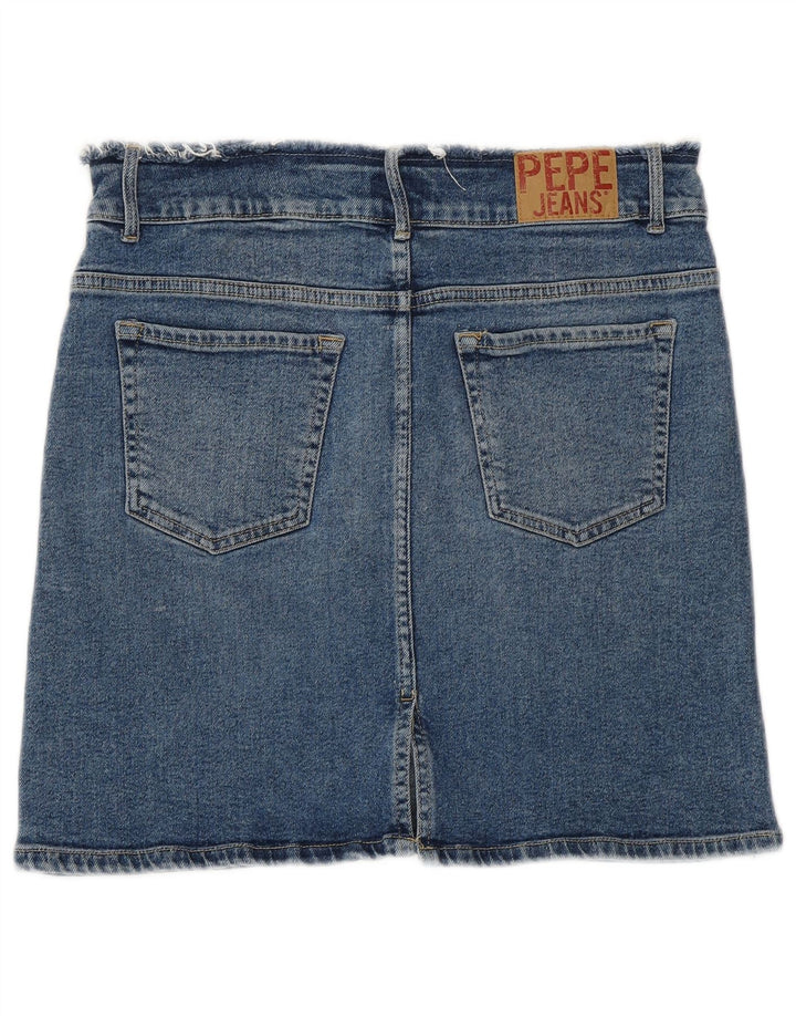PEPE JEANS Mini saia jeans feminina grande W32 algodão azul