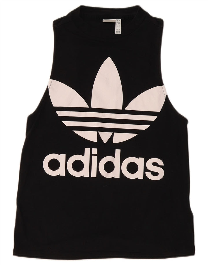 Adidas Womens Graphic Vest Top UK 8 Pequeno Algodão Preto
