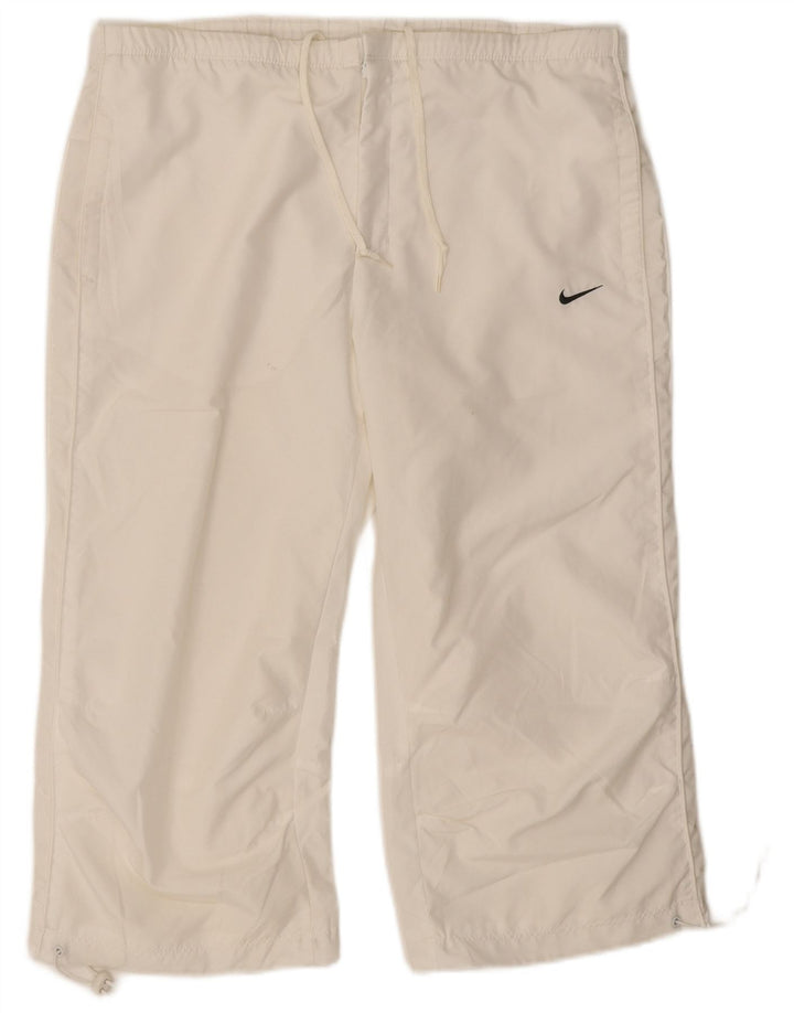Calça de treino Nike feminina Capri UK 14/16 grande poliéster branco