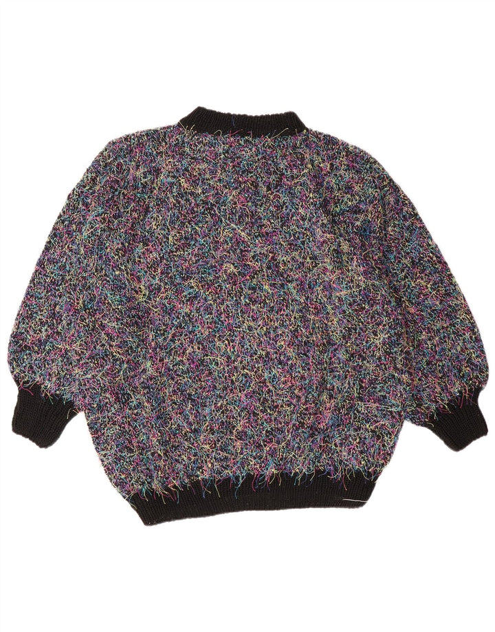 Suéter feminino vintage com gola tartaruga grande tamanho Reino Unido 18 XL multicolorido