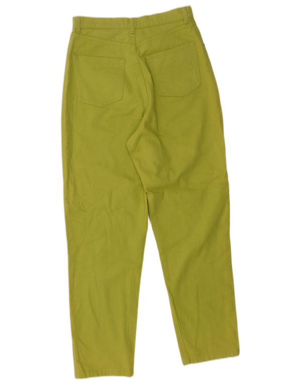 Jeans feminino Jaeger cintura alta cônico Reino Unido 10 pequeno W26 L38 algodão verde