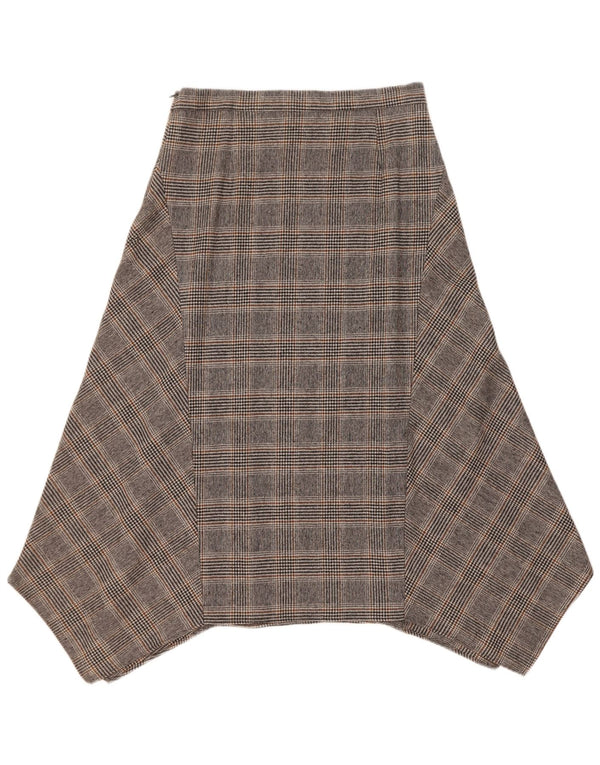 Saia assimétrica feminina Massimo Dutti EU 40 médio W30 lã xadrez cinza