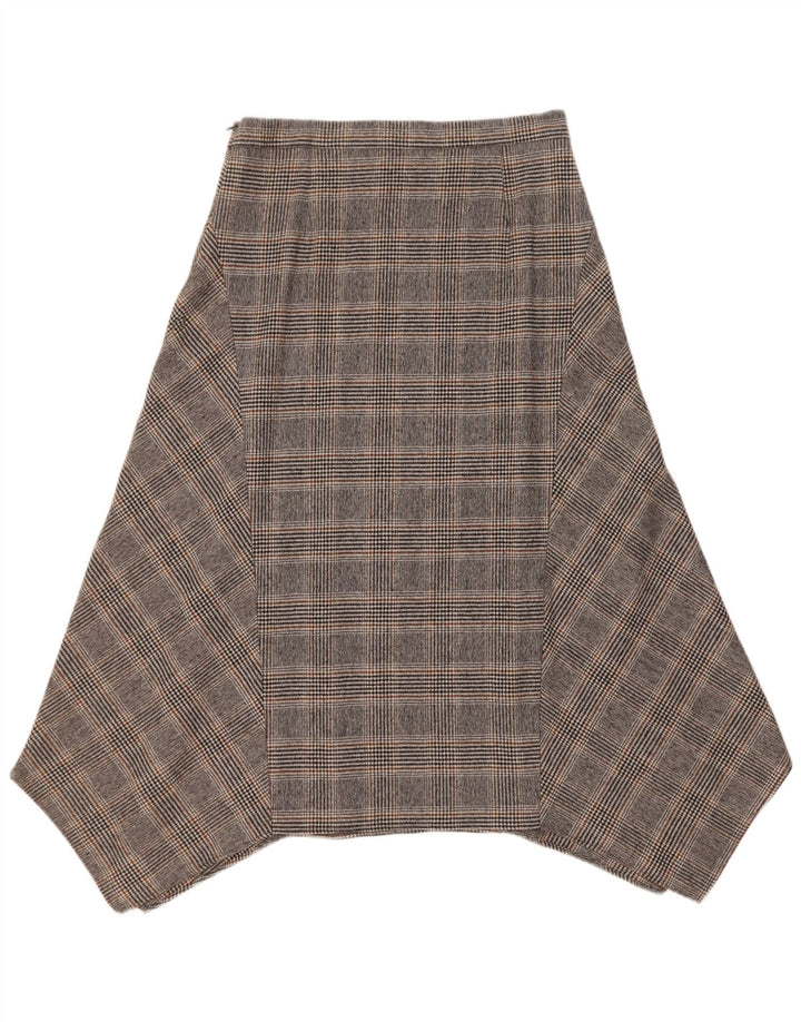 Saia assimétrica feminina Massimo Dutti EU 40 médio W30 lã xadrez cinza