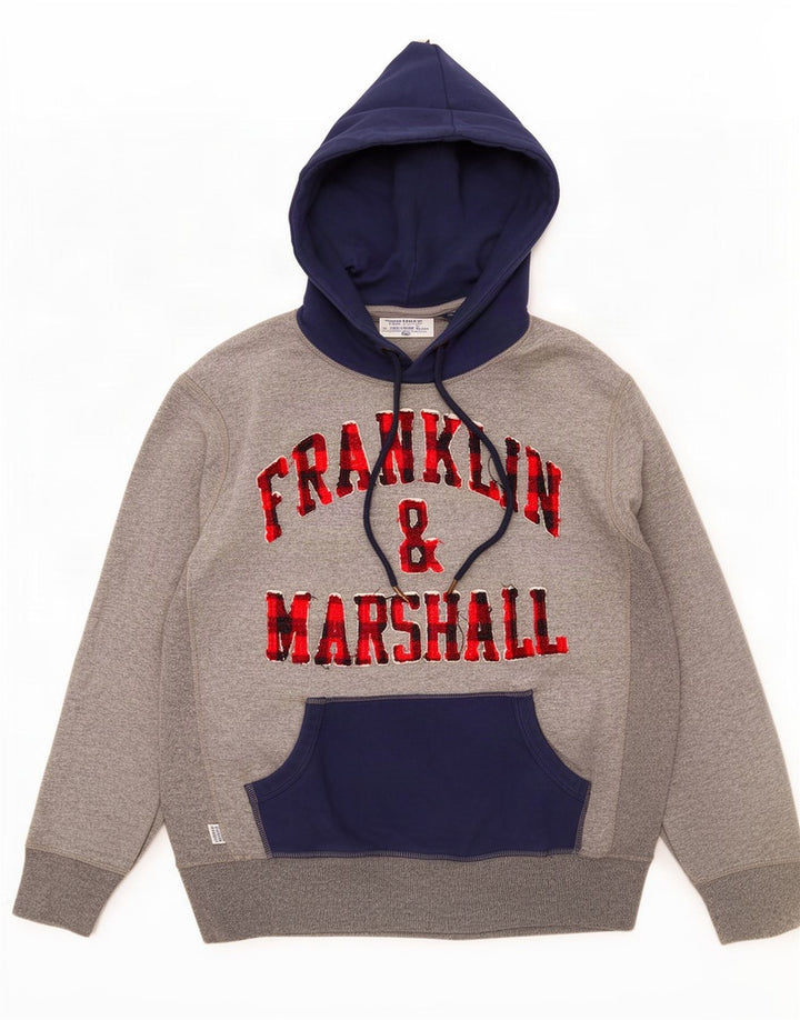 Suéter com capuz gráfico masculino Franklin & Marshall grande bloco colorido cinza