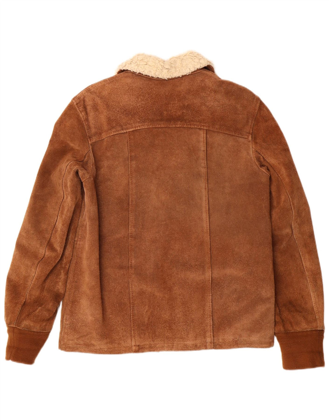 Jaqueta feminina VINTAGE de shearling IT 46 grande couro marrom