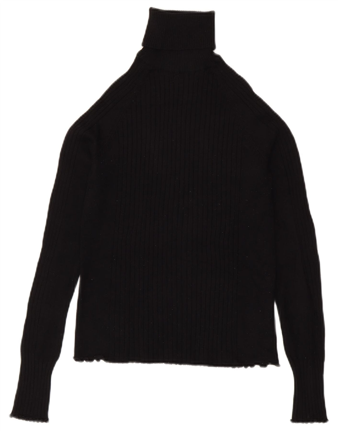 Suéter feminino Zara com gola redonda e viscose preta pequena Reino Unido 8