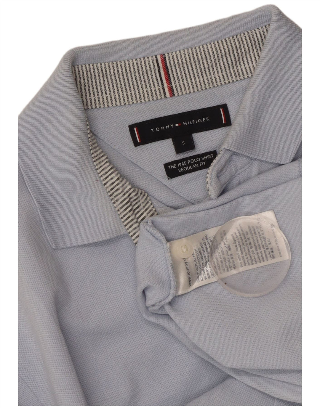 Camisa polo masculina TOMMY HILFIGER regular fit pequena algodão azul