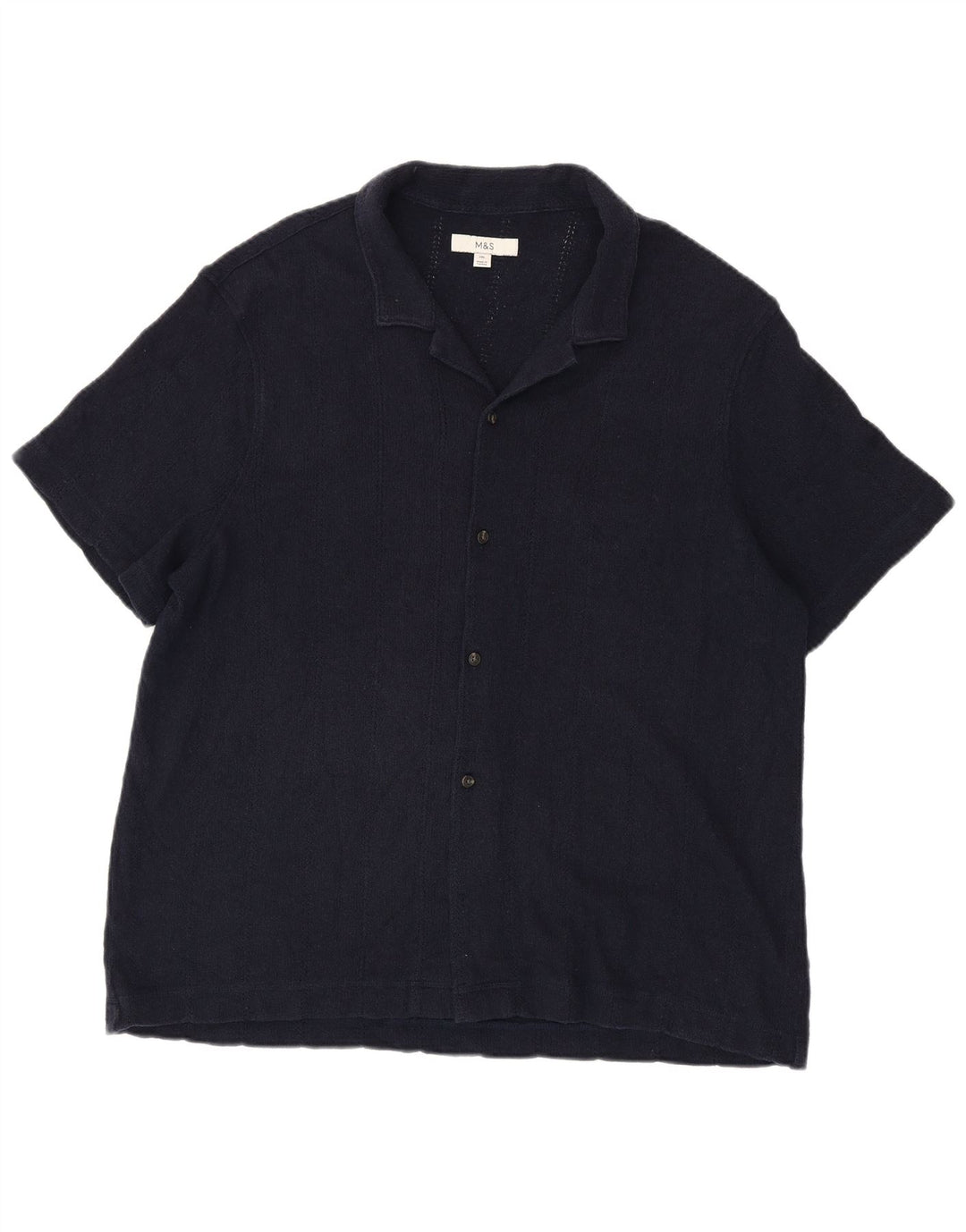 Camisa masculina de manga curta Marks & Spencer 2XL algodão azul marinho