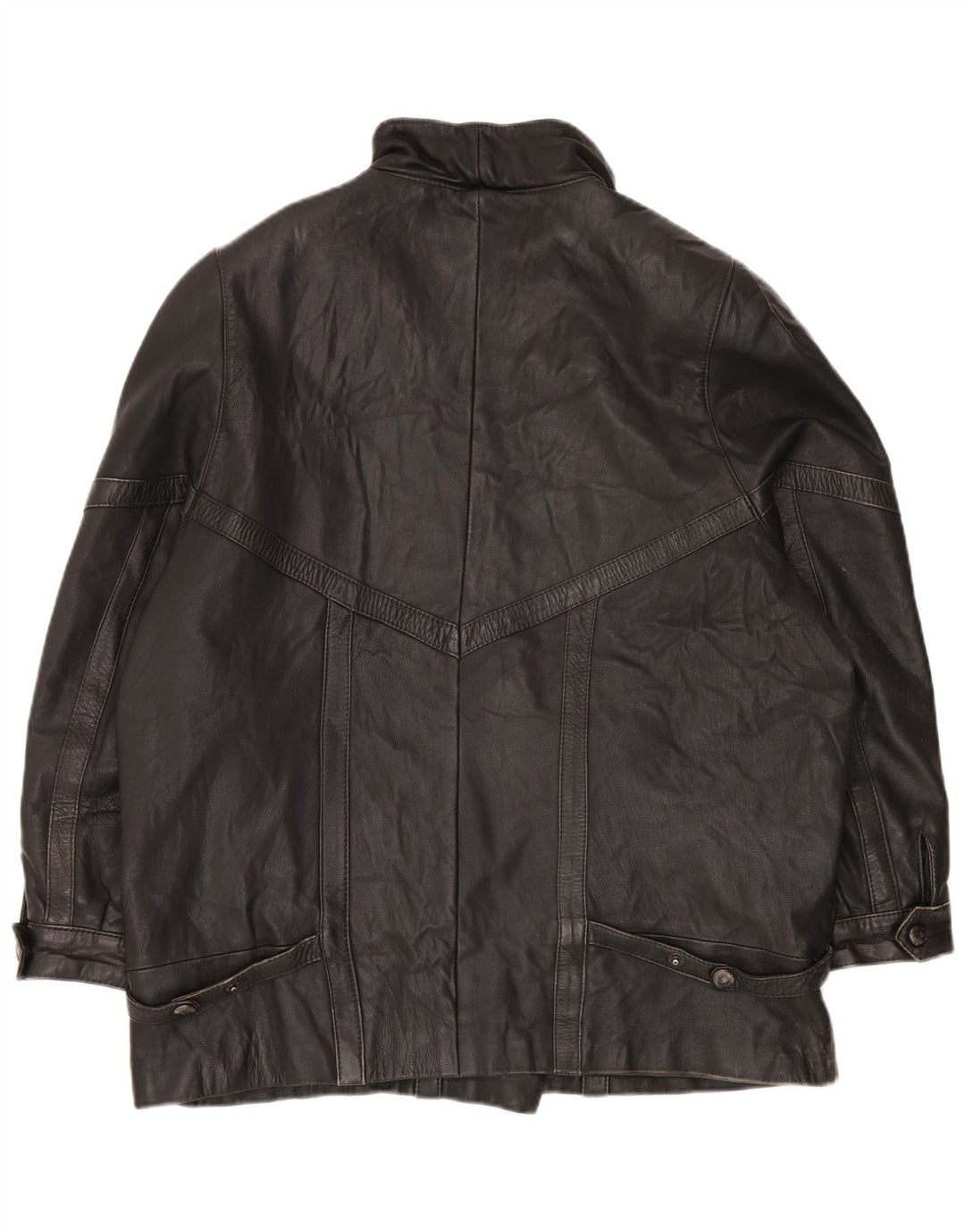 Jaqueta de couro superdimensionada feminina vintage EU 46 XL couro preto