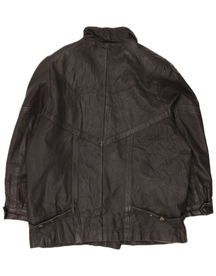 Jaqueta de couro superdimensionada feminina vintage EU 46 XL couro preto