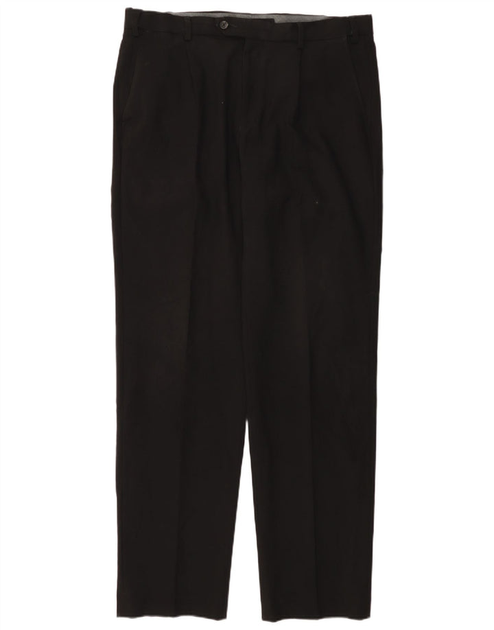 Calça masculina de ajuste regular MARKS & SPENCER W36 L33 poliéster preto