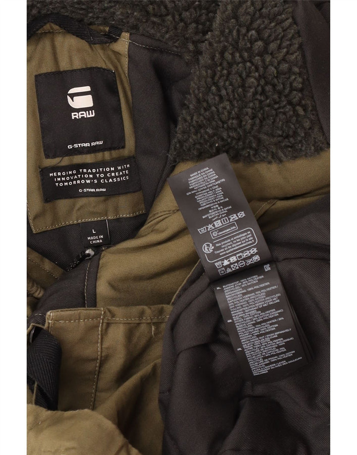 Jaqueta Parka masculina com capuz G-Star UK 40 poliéster cáqui grande