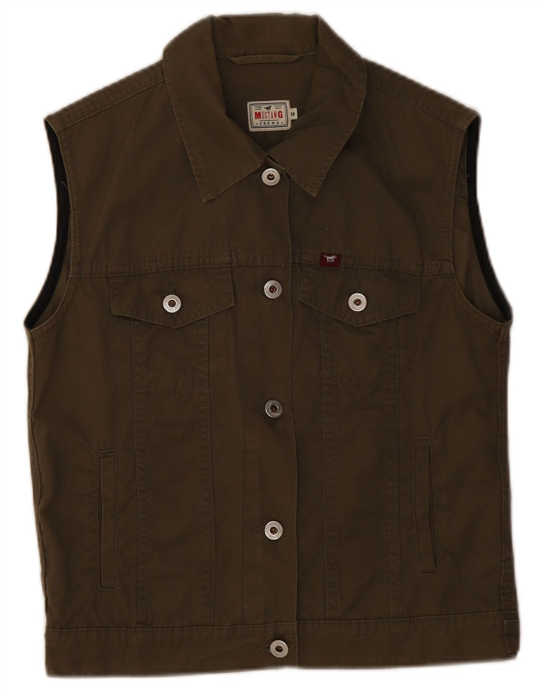 Mustang Womens Denim Gilet UK 12 Médio Algodão Cáqui