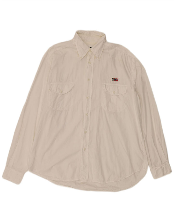 Camisa masculina Napapijri grande algodão branco