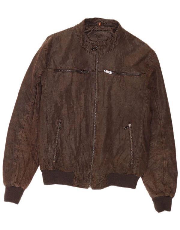 Jaqueta bomber masculina de couro Conbipel IT 50 grande marrom