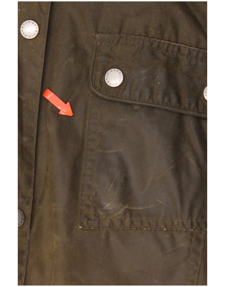 Jaqueta feminina de algodão encerado com capuz Barbour Reino Unido 12 algodão cáqui médio