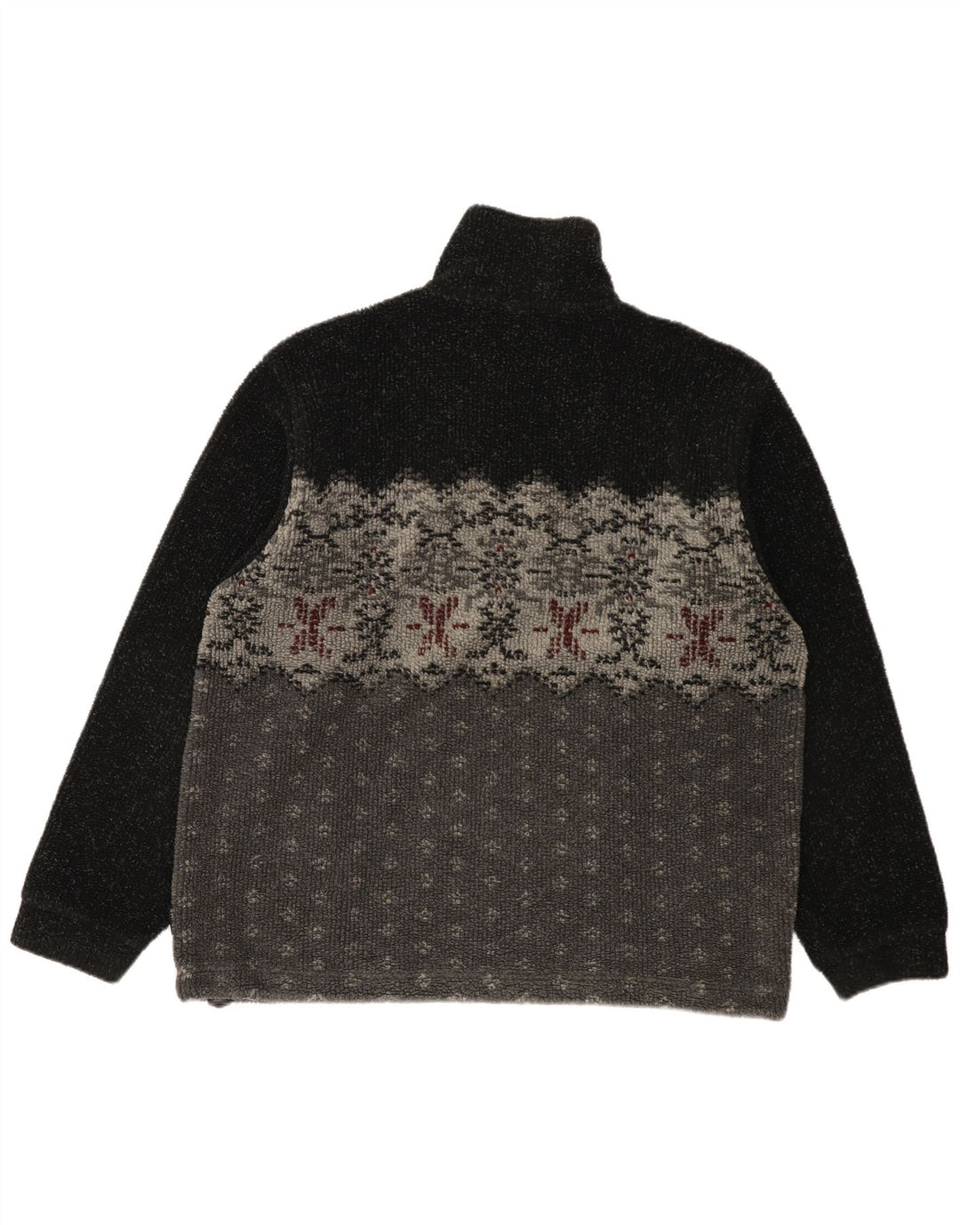 Suéter masculino Colmar de lã com zíper e gola média preto Fair Isle