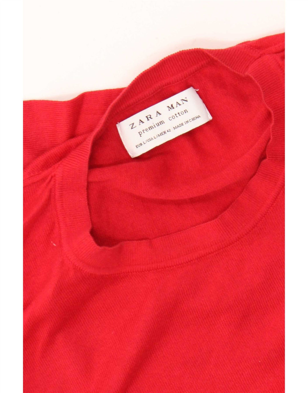 Suéter masculino Zara com gola redonda, grande algodão vermelho