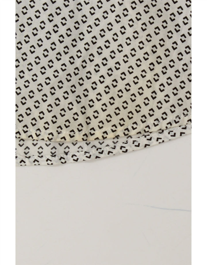 Camisa feminina BENETTON UK 14 algodão manchado branco médio