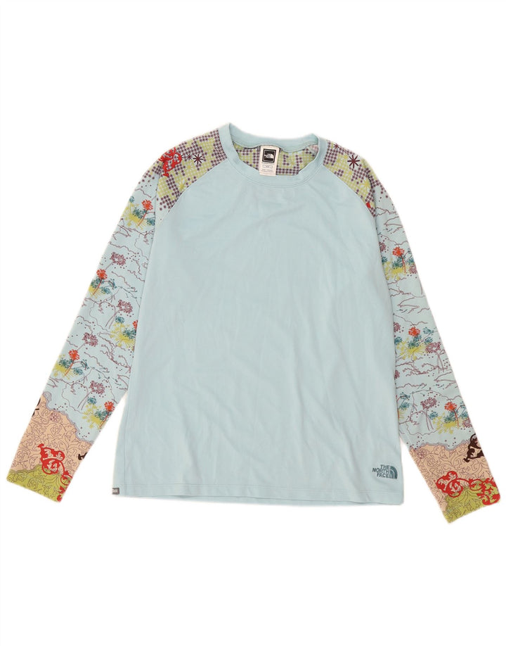 Top gráfico feminino The North Face manga comprida UK 14 poliéster azul médio