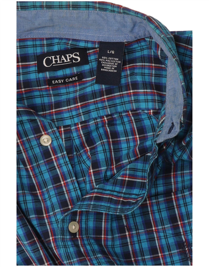 Camisa masculina Chaps Easy Care grande algodão xadrez azul