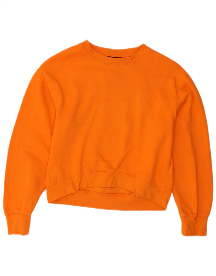 Zara Womens Crop Oversized Sweatshirt Jumper UK 10 Pequeno Poliéster Laranja