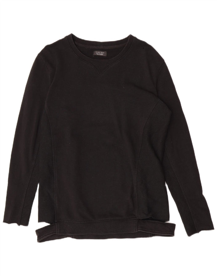 Zara moletom masculino jumper grande algodão preto
