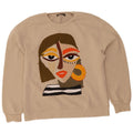 Zara moletom gráfico feminino jumper UK 10 pequeno bege