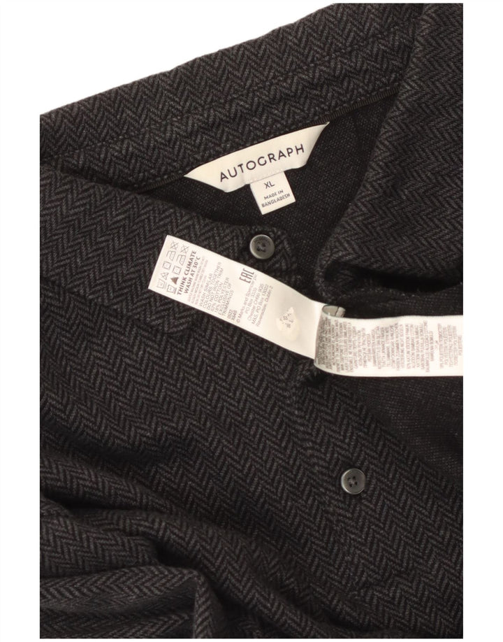 Camisa pulôver masculina Marks & Spencer Autograph XL preta de algodão espinha de peixe