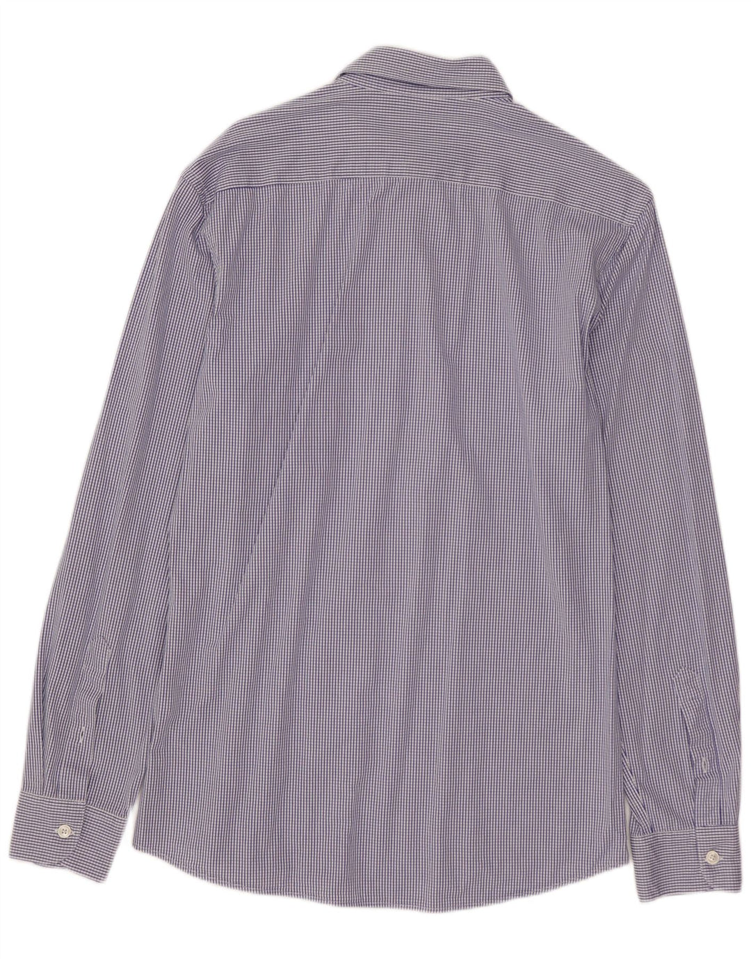 Camisa masculina ZARA Slim Fit de algodão xadrez azul médio