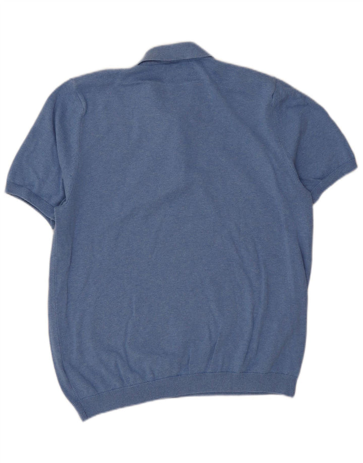 Suéter masculino Marks & Spencer de manga curta com gola polo grande azul