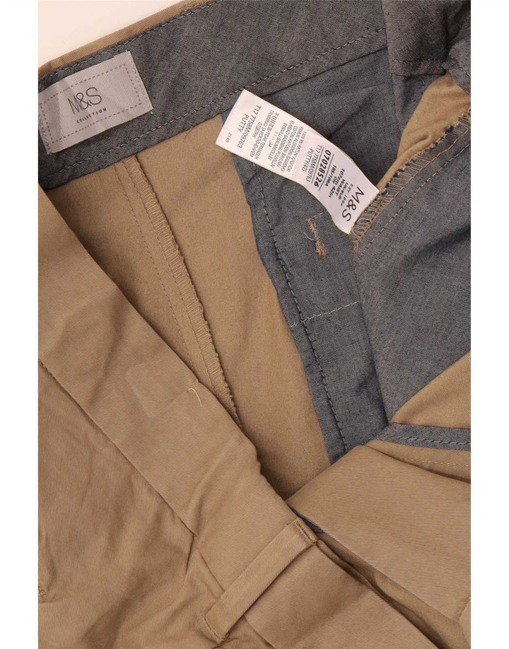 Shorts chino masculino Marks & Spencer W42 2XL algodão bege