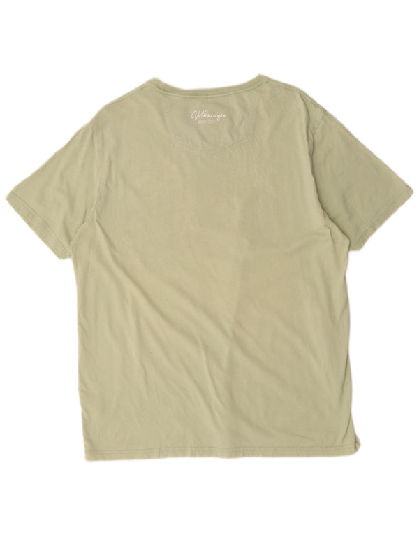 Camiseta gráfica masculina Fat Face Top grande de algodão verde