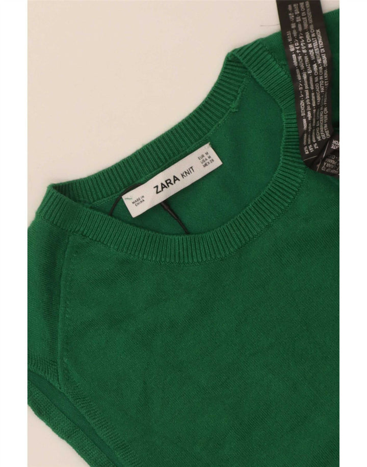 Zara Womens Vest Tank Top UK 12 Médio Viscose Verde