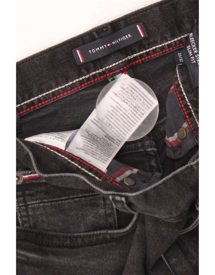 Tommy Hilfiger Masculino Bleecker Slim Jeans W33 L32 Algodão Preto