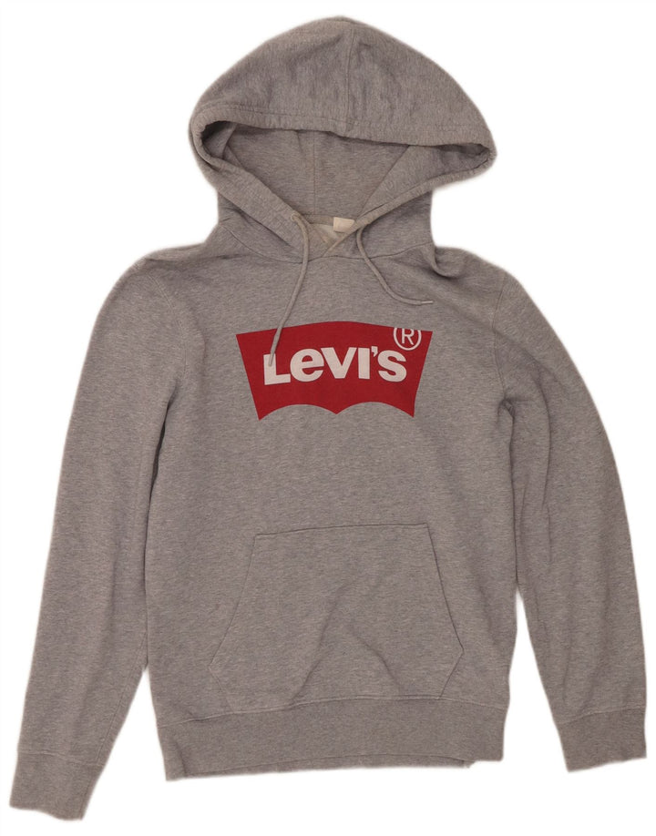 LEVI'S Mens Graphic Hoodie Jumper XS Algodão Cinza