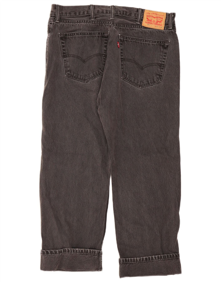 Calça jeans feminina Levi's 505 Straight W40 L26 algodão cinza