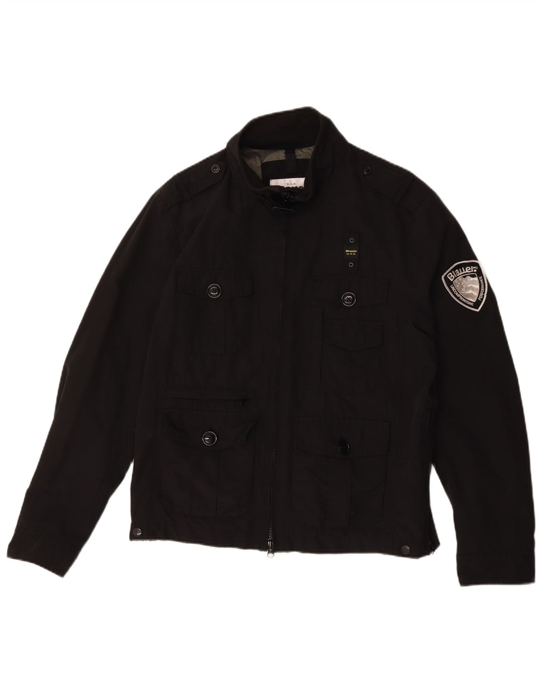 Jaqueta utilitária militar masculina Blauer UK 42 XL algodão preto