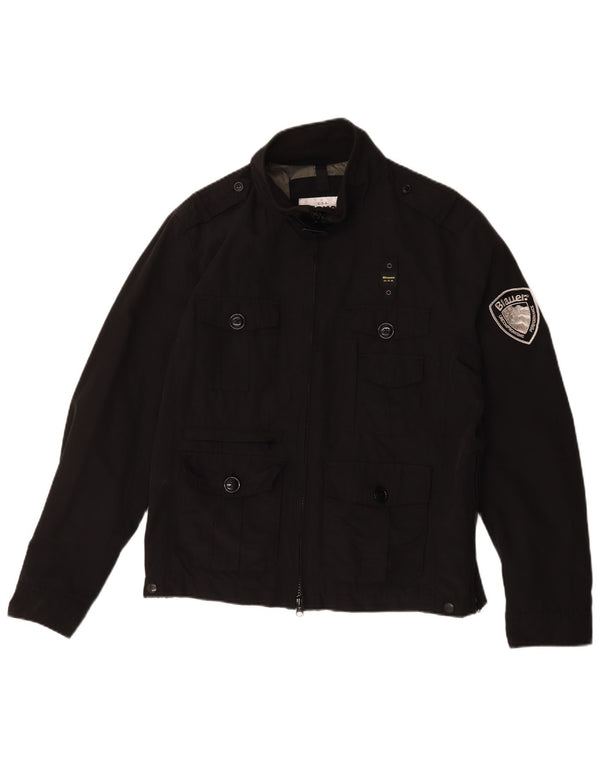 Jaqueta utilitária militar masculina Blauer UK 42 XL algodão preto