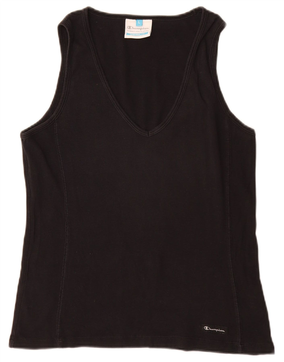 Colete feminino Champion Heritage Fit Top UK 14 grande algodão preto