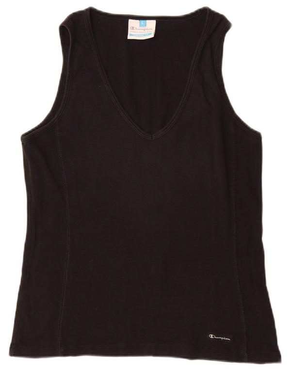 Colete feminino Champion Heritage Fit Top UK 14 grande algodão preto