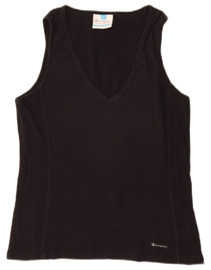 Colete feminino Champion Heritage Fit Top UK 14 grande algodão preto