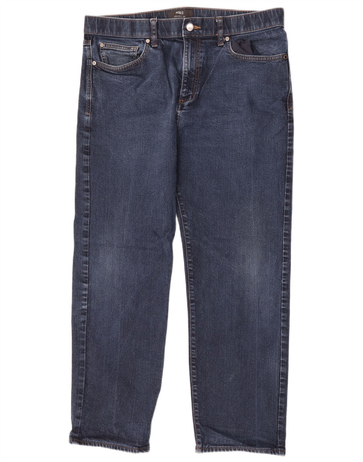 Jeans retos masculinos Marks & Spencer W36 L28 algodão azul marinho